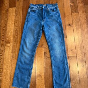 MOTHER Mid Rise Dazzler Ankle Fray Birds of Paradise (size 26)